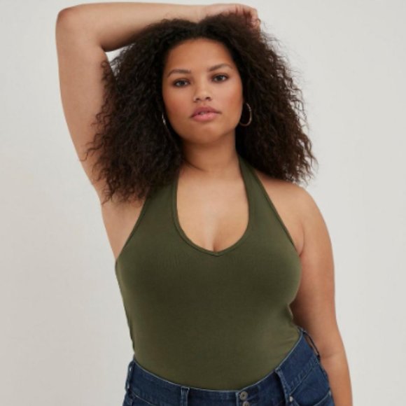 torrid Tops - NWT Olive Foxy V-Neck Halter Top